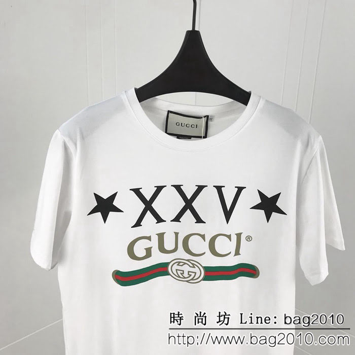 Gucci古奇 19ss新款短袖 xxv系列logo 採用絲光面料 三標齊全男女同款 ydi2271